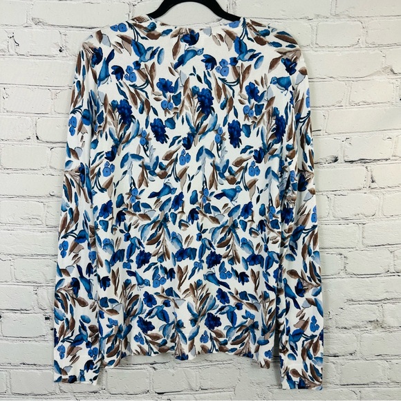 KAREN SCOTT FLORAL BLUE BIRD CARDIGAN/SWEATER SIZE(M) - Picture 4 of 8